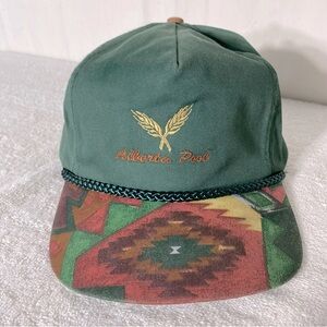 Vintage Green Alberta Wheat Pool Hat W 90’s Southwestern Print Brim Western